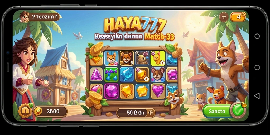 Gameplay seru HAYA777 dengan tantangan Match-3 yang membuat ketagihan.