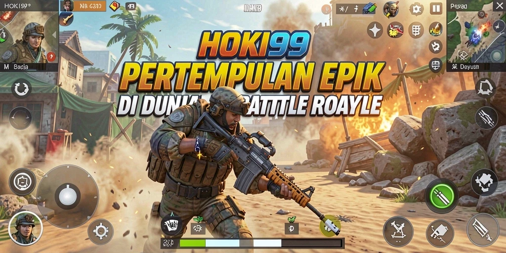 Screenshot HOKI99 menampilkan aksi pertempuran mendebarkan di arena Battle Royale.