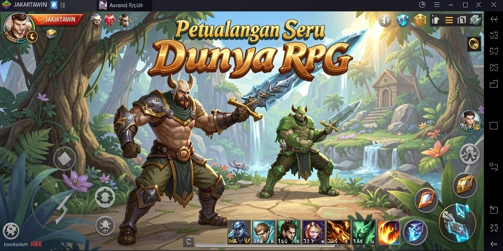 Screenshot gameplay JAKARTAWIN menampilkan aksi pertempuran yang seru di dunia RPG.
