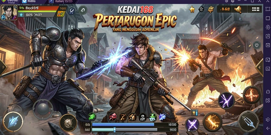 Tampilan gameplay KEDAI168 menampilkan pertarungan yang seru dan karakter yang dinamis.