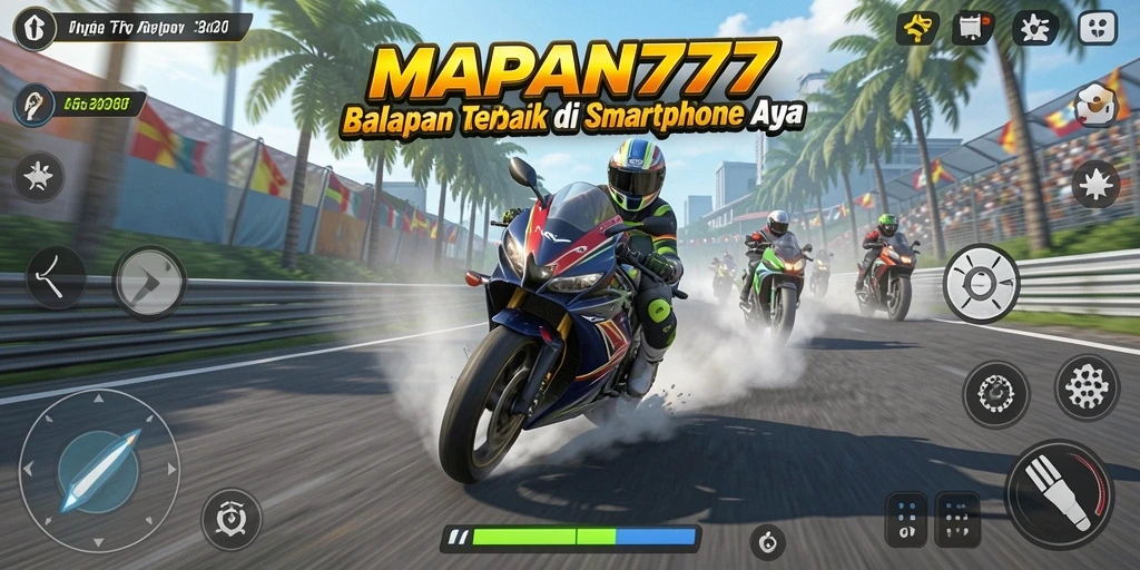 Screenshot utama <strong>MAPAN777</strong> menampilkan aksi balapan motor yang seru.