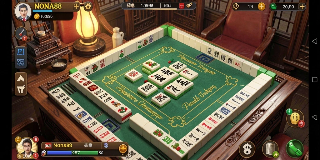 Screenshot NONA88 menampilkan aksi seru mencocokkan ubin Mahjong.