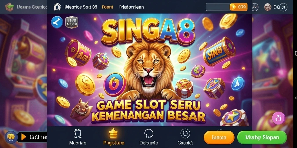 Tampilan gameplay SINGA8 dengan mesin slot yang menakjubkan.