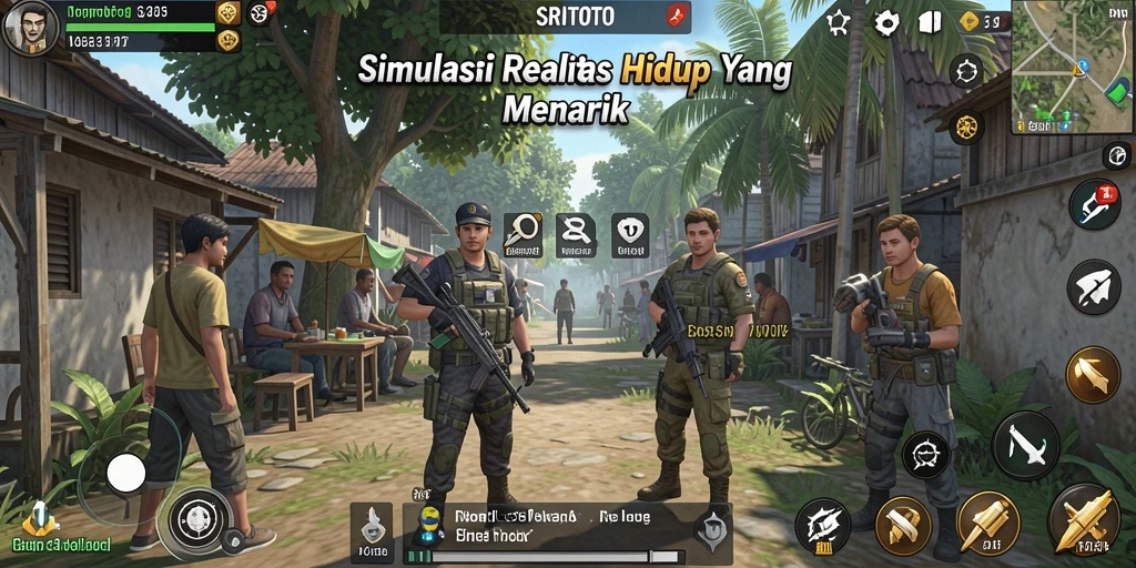 Gameplay SRITOTO yang menampilkan interaksi karakter dan aktivitas harian.