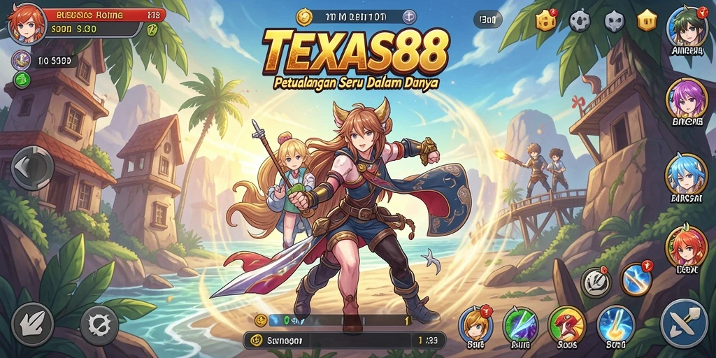 Screenshot gameplay TEXAS88 menampilkan aksi dinamis karakter Anime.