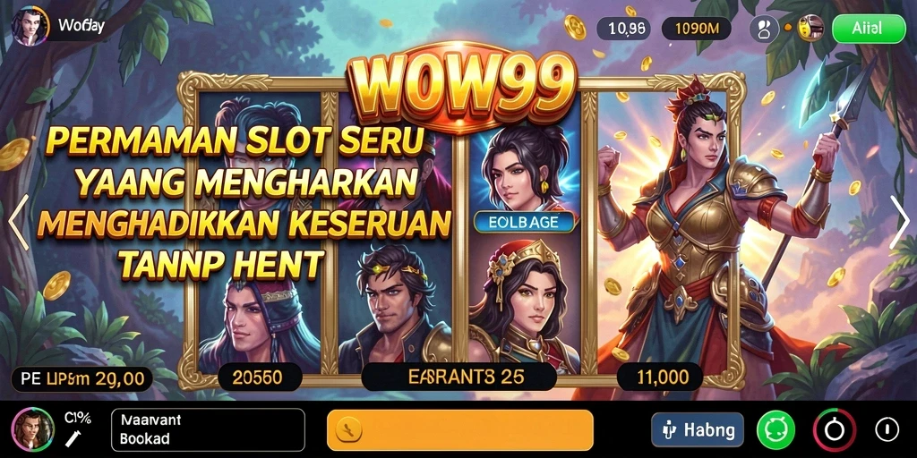 Tampilan gameplay seru <strong>WOW99</strong> dengan berbagai mesin Slot menarik.